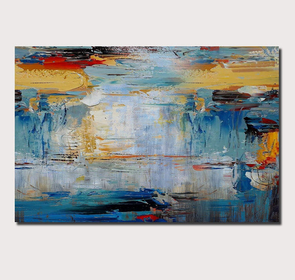 Acrylic Paintings for Living Room, Large Simple Modern Art, Blue Abstract Acrylic Painting, Contemporary Wall Art Paintings-HomePaintingDecor
