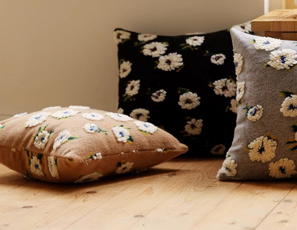 Square Modern Throw Pillows for Couch, Contemporary Modern Sofa Pillows, Flower Decorative Pillow Covers, Decorative Pillows for Bedroom-HomePaintingDecor