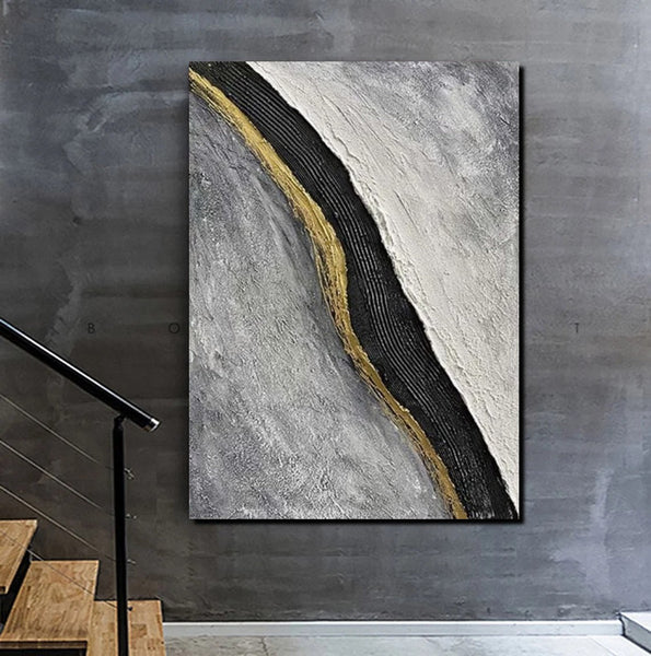 Bedroom Wall Art Ideas, Black Abstract Painting, Acrylic Canvas Paintings for Living Room, Simple Wall Art Ideas, Buy Paintings Online-HomePaintingDecor