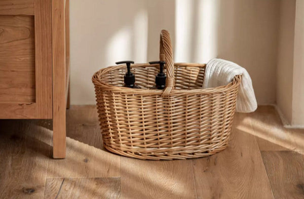 Small Picnic Storage Basket with Handle, Hand-woven Wicker Storage Basket, Willow Weaving Baskets for Vegetable, Natural Fruit Basket, Kitchen Storage Baskets-HomePaintingDecor