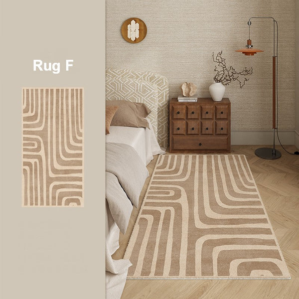 Unique Geometric Modern Rugs under Dining Room Table, Brown Modern Carpets for Office, Abstract Modern Rugs for Living Room, Contemporary Modern Rugs Next to Bed-HomePaintingDecor