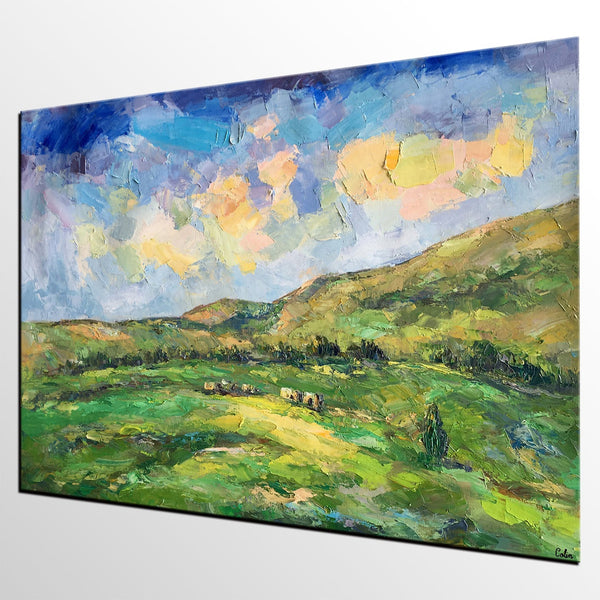 Landscape Painting for Sale, Mountain Painting, Custom Original Landscape Painting on Canvas, Landscape Painting for Living Room-HomePaintingDecor