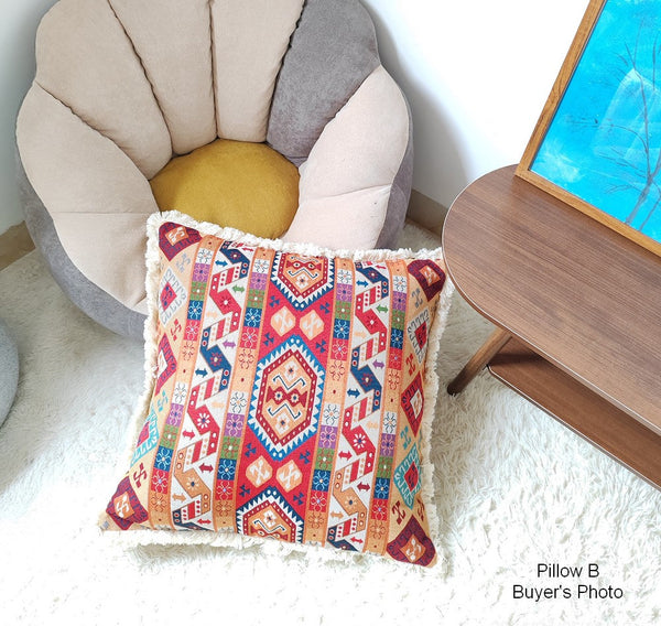 Oriental Throw Pillow for Couch, Bohemian Decorative Sofa Pillows for Bedroom, Geometric Decorative Throw Pillows for Living Room-HomePaintingDecor