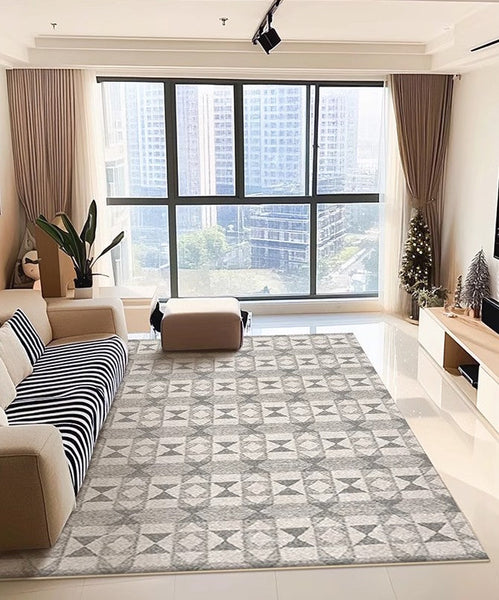 Large Gray Floor Rugs for Living Room, Dining Room Floor Rug, Modern Floor Rugs for Bedroom, Extra Large Geometric Modern Rugs for Office-HomePaintingDecor