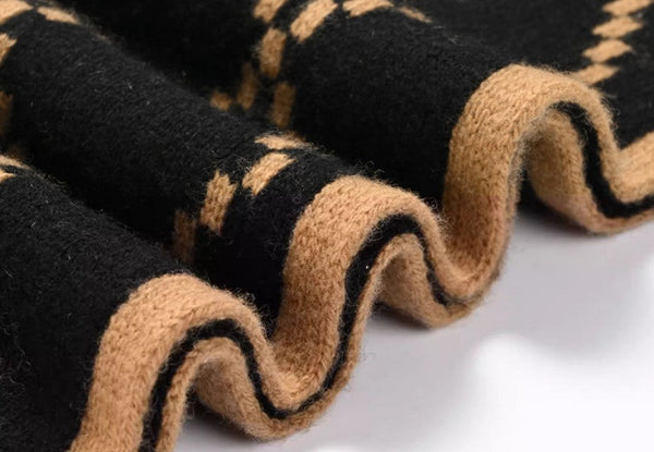 Elegant Wool Scarves, Black Brown Warm Winter Scarf, Winter Wool Scarf, Soft Cashmere Scarf for Women, Cold Weather Scarf, Fashion Scarf, Christmas Gifts for Her, Holiday Scarf-HomePaintingDecor