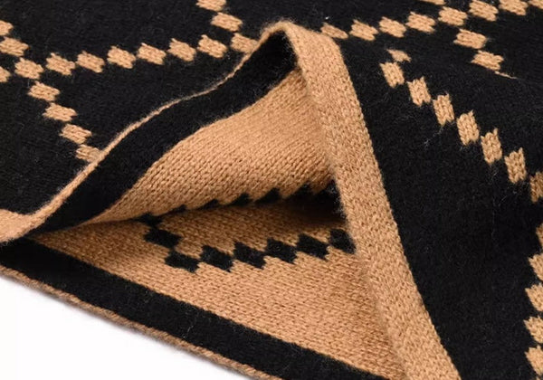 Elegant Wool Scarves, Black Brown Warm Winter Scarf, Winter Wool Scarf, Soft Cashmere Scarf for Women, Cold Weather Scarf, Fashion Scarf, Christmas Gifts for Her, Holiday Scarf-HomePaintingDecor