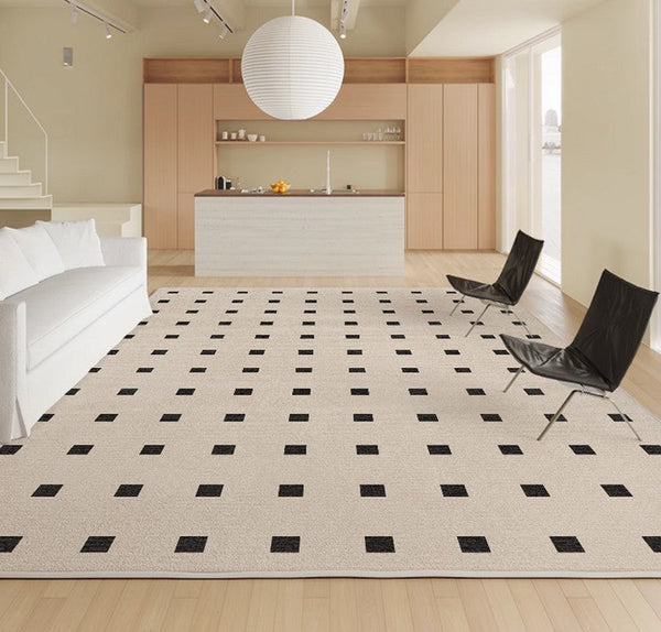 Geometric Contemporary Modern Rugs Next to Bed, Abstract Area Rugs for Living Room, Modern Soft Rugs under Dining Room Table, Modern Carpets for Office-HomePaintingDecor