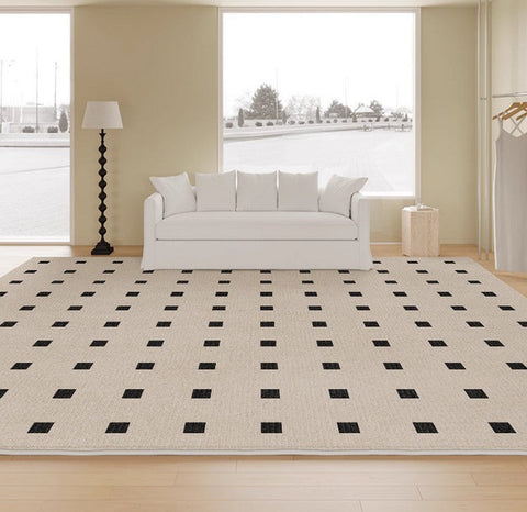 Geometric Contemporary Modern Rugs Next to Bed, Abstract Area Rugs for Living Room, Modern Soft Rugs under Dining Room Table, Modern Carpets for Office-HomePaintingDecor