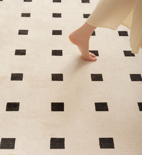 Geometric Contemporary Modern Rugs Next to Bed, Abstract Area Rugs for Living Room, Modern Soft Rugs under Dining Room Table, Modern Carpets for Office-HomePaintingDecor