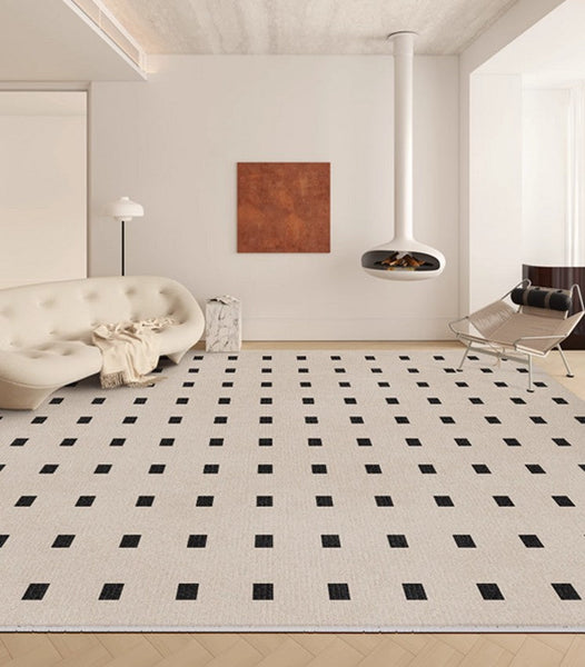 Geometric Contemporary Modern Rugs Next to Bed, Abstract Area Rugs for Living Room, Modern Soft Rugs under Dining Room Table, Modern Carpets for Office-HomePaintingDecor