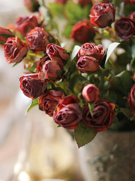 Artificial Floral for Bedroom, 12 Branches of Rose Flowers, Botany Plants, Rose Flower in Vase, Simple Flower Arrangement Ideas for Home Decoration-HomePaintingDecor