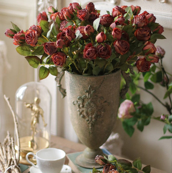 Artificial Floral for Bedroom, 12 Branches of Rose Flowers, Botany Plants, Rose Flower in Vase, Simple Flower Arrangement Ideas for Home Decoration-HomePaintingDecor