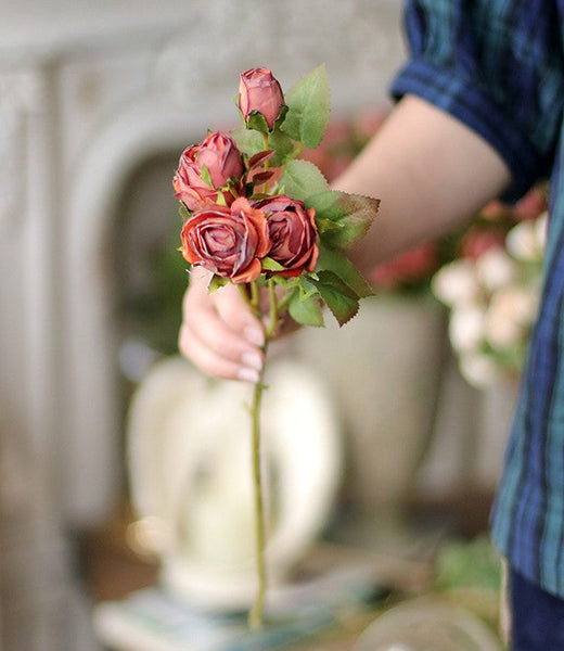 Artificial Floral for Bedroom, 12 Branches of Rose Flowers, Botany Plants, Rose Flower in Vase, Simple Flower Arrangement Ideas for Home Decoration-HomePaintingDecor