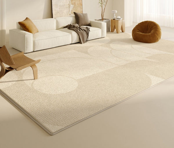 Abstract Contemporary Rugs for Bedroom, Modern Cream Color Rugs for Living Room, Modern Rugs under Sofa, Dining Room Floor Rugs, Modern Rugs for Office-HomePaintingDecor