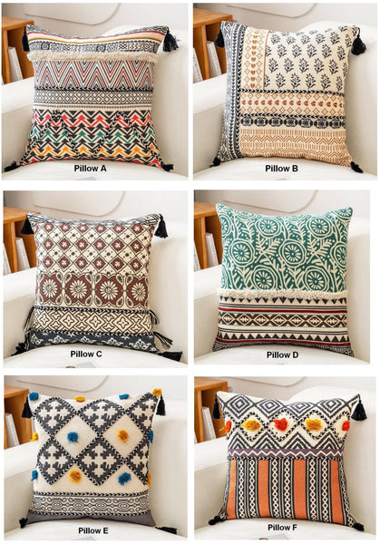 Decorative Throw Pillows for Living Room, Bohemian Decorative Sofa Pillows, Geometric Modern Pillows, Oriental Square Pillows for Couch-HomePaintingDecor