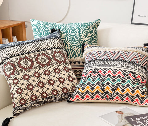 Oriental Square Pillows for Couch, Geometric Modern Pillows, Decorative Throw Pillows for Living Room, Bohemian Decorative Sofa Pillows