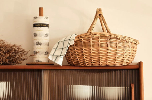 Large Kitchen Storage Baskets, Picnic Storage Basket with Handle, Hand-woven Wicker Storage Basket, Willow Weaving Baskets for Vegetable, Natural Fruit Basket-HomePaintingDecor