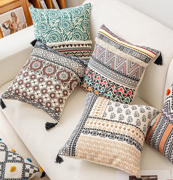 Decorative Throw Pillows for Living Room, Bohemian Decorative Sofa Pillows, Geometric Modern Pillows, Oriental Square Pillows for Couch-HomePaintingDecor