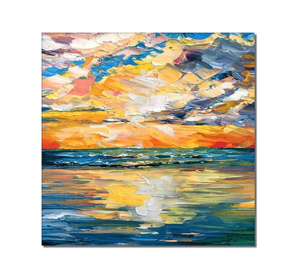 Hand Painted Canvas Painting, Simple Modern Art, Paintings for Living Room, Sunrise Painting, Simple Painting Ideas for Bedroom-HomePaintingDecor