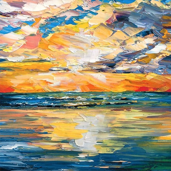Hand Painted Canvas Painting, Simple Modern Art, Paintings for Living Room, Sunrise Painting, Simple Painting Ideas for Bedroom-HomePaintingDecor