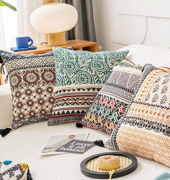 Decorative Throw Pillows for Living Room, Bohemian Decorative Sofa Pillows, Geometric Modern Pillows, Oriental Square Pillows for Couch-HomePaintingDecor