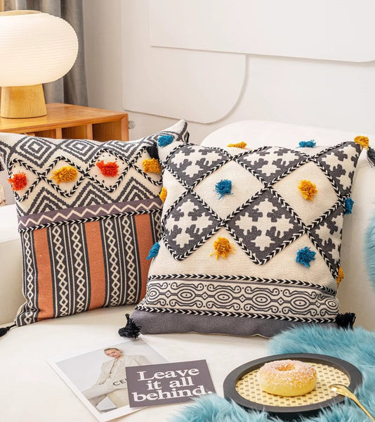 Decorative Throw Pillows for Living Room, Bohemian Decorative Sofa Pillows, Geometric Modern Pillows, Oriental Square Pillows for Couch-HomePaintingDecor