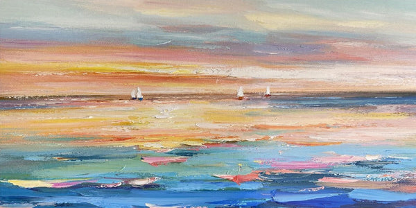 Acrylic Painting on Canvas, Modern Acrylic Canvas Painting, Oversized Canvas Painting for Sale, Simple Painting Ideas for Dining Room, Sail Boat Paintings-HomePaintingDecor