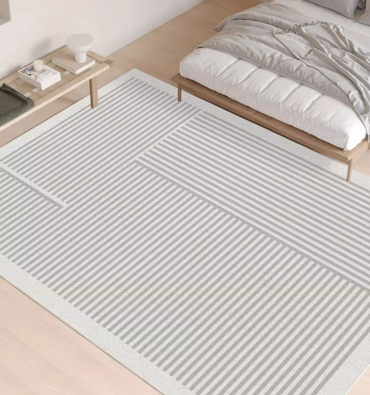 Geometric Contemporary Rugs for Dining Room, Bedroom Floor Rugs, Soft Modern Rug for Living Room, Gray Modern Rugs for Living Room-HomePaintingDecor