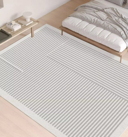 Geometric Contemporary Rugs for Dining Room, Bedroom Floor Rugs, Soft Modern Rug for Living Room, Gray Modern Rugs for Living Room-HomePaintingDecor