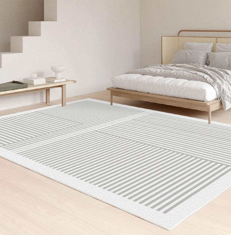 Gray Modern Rugs for Living Room, Geometric Contemporary Rugs for Dining Room, Bedroom Floor Rugs, Soft Modern Rug for Living Room-HomePaintingDecor