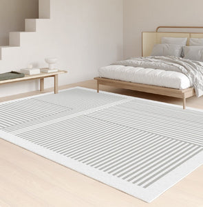 Gray Modern Rugs for Living Room, Geometric Contemporary Rugs for Dining Room, Bedroom Floor Rugs, Soft Modern Rug for Living Room-HomePaintingDecor