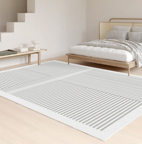 Gray Modern Rugs for Living Room, Geometric Contemporary Rugs for Dining Room, Bedroom Floor Rugs, Soft Modern Rug for Living Room-HomePaintingDecor