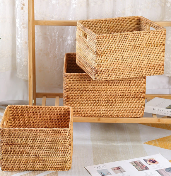 Extra Large Woven Baskets for Living Room, Storage Baskets for Clothes, Storage Baskets for Kitchen, Rectangular Storage Basket for Bedroom, Storage Baskets for Shelves-HomePaintingDecor
