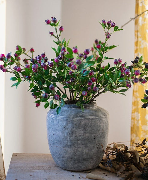 Simple Artificial Flowers for Living Room, Blueberry Fruit Branch, Flower Arrangement Ideas for Home Decoration, Spring Artificial Floral for Bedroom-HomePaintingDecor