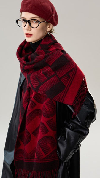 Fashion Designer Scarf, Soft Cashmere Scarf for Women, Cold Weather Scarf, Elegant Scarf, Holiday Women Scarf, Modern Wool Scarf, Warm Winter Scarf-HomePaintingDecor