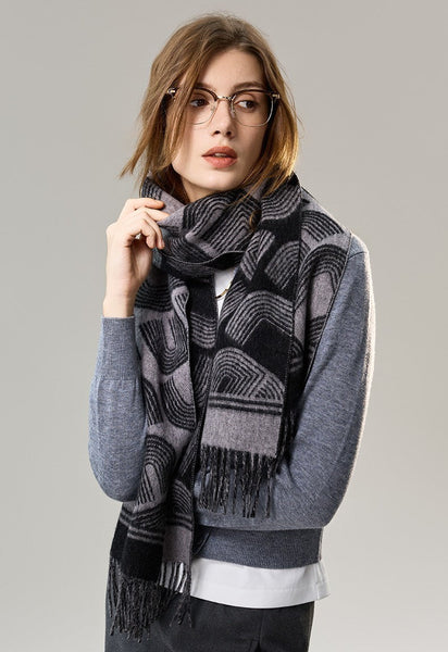 Soft Cashmere Scarf for Women, Cold Weather Scarf, Fashion Designer Scarf, Elegant Scarf, Holiday Women Scarf, Modern Wool Scarf, Warm Winter Scarf-HomePaintingDecor