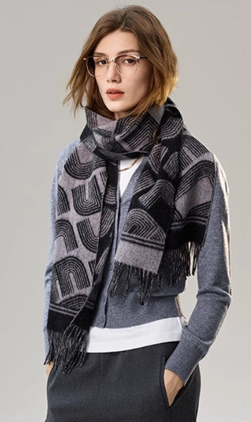 Soft Cashmere Scarf for Women, Cold Weather Scarf, Fashion Designer Scarf, Elegant Scarf, Holiday Women Scarf, Modern Wool Scarf, Warm Winter Scarf-HomePaintingDecor