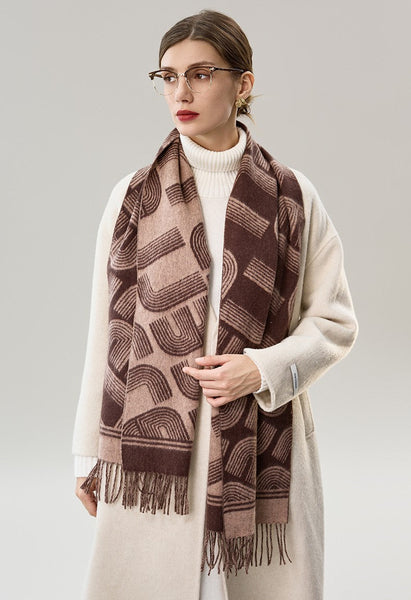 Cold Weather Scarf, Fashion Designer Scarf, Elegant Scarf, Holiday Women Scarf, Modern Wool Scarf, Warm Winter Scarf, Soft Cashmere Scarf for Women-HomePaintingDecor