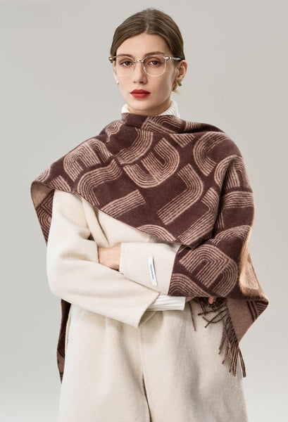 Cold Weather Scarf, Fashion Designer Scarf, Elegant Scarf, Holiday Women Scarf, Modern Wool Scarf, Warm Winter Scarf, Soft Cashmere Scarf for Women-HomePaintingDecor