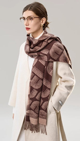 Cold Weather Scarf, Fashion Designer Scarf, Elegant Scarf, Holiday Women Scarf, Modern Wool Scarf, Warm Winter Scarf, Soft Cashmere Scarf for Women-HomePaintingDecor