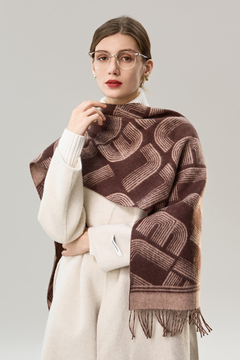 Cold Weather Scarf, Fashion Designer Scarf, Elegant Scarf, Holiday Women Scarf, Modern Wool Scarf, Warm Winter Scarf, Soft Cashmere Scarf for Women-HomePaintingDecor