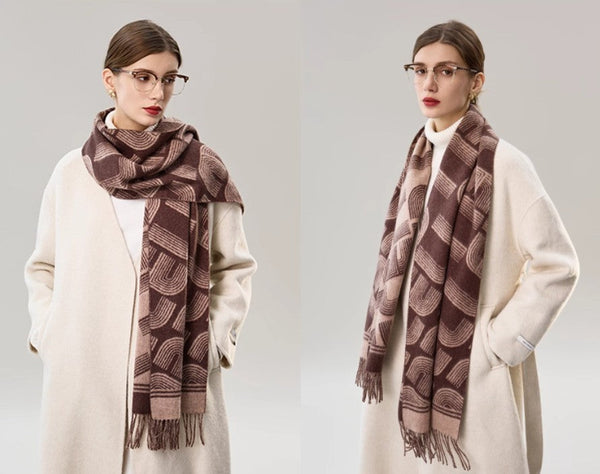 Cold Weather Scarf, Fashion Designer Scarf, Elegant Scarf, Holiday Women Scarf, Modern Wool Scarf, Warm Winter Scarf, Soft Cashmere Scarf for Women-HomePaintingDecor