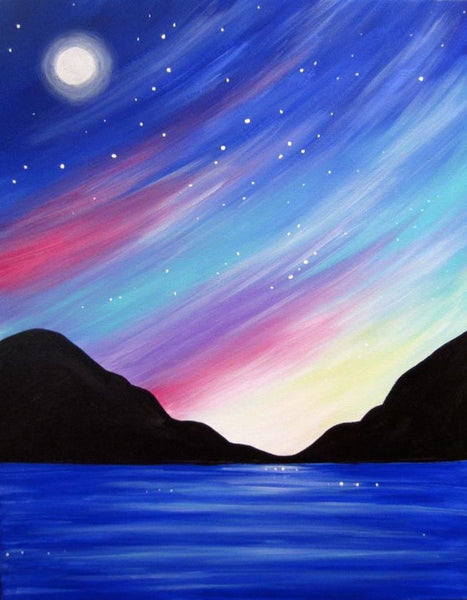Small Night Sky Moon Painting, Simple Landscape Artwork, Easy Painting Ideas on Canvas, Easy Hand Paitned Canvas Art on Canvas, Simple Acrylic Paintings