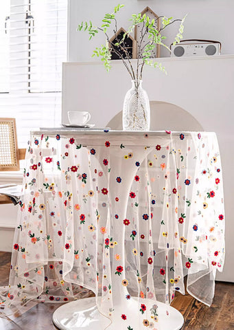 Extra Large Rectangular Tablecloth for Oval Table, Spring Flower Lace Tablecloths, Lace Embroidered Table Covers, Rectangular Table Covers for Coffee Table-HomePaintingDecor