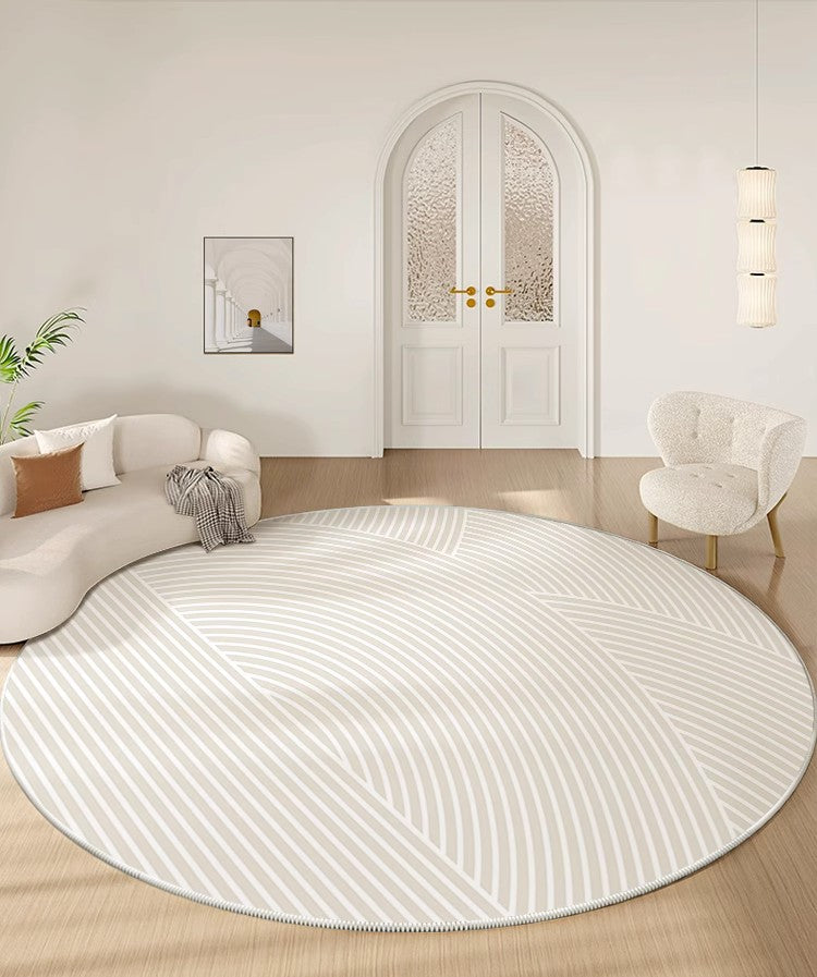 Abstract Modern Area Rugs for Bedroom, Geometric Round Rugs for Dining Room, Circular Modern Rugs under Chairs, Contemporary Modern Rug for Living Room-HomePaintingDecor