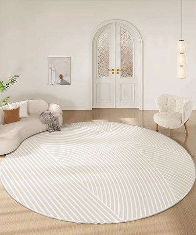 Abstract Modern Area Rugs for Bedroom, Geometric Round Rugs for Dining Room, Circular Modern Rugs under Chairs, Contemporary Modern Rug for Living Room-HomePaintingDecor