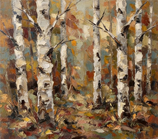 Original Landscape Paintings, Autumn Birch Tree Painting, Original Artwork for Sale, Hand Painted Canvas Art, Impasto Heavy Texture Art, Small Canvas Wall Art Paintings