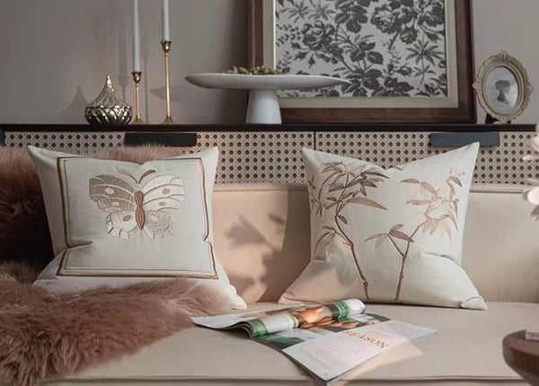 Embroidered Butterfly Pillow Covers, Modern Decorative Pillows for Bedroom, Decorative Pillow Arrangement Ideas for Couch, Large Decorative Throw Pillows for Living Room-HomePaintingDecor