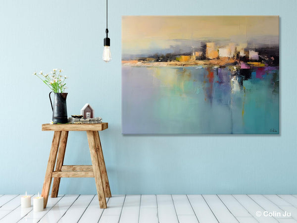 Abstract Landscape Paintings, Palette Knife Canvas Art, Extra Large Canvas Painting for Dining Room, Original Canvas Wall Art Paintings-HomePaintingDecor