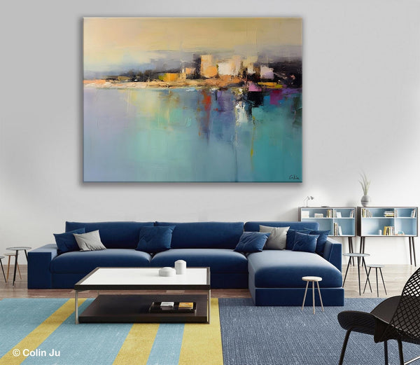 Abstract Landscape Paintings, Palette Knife Canvas Art, Extra Large Canvas Painting for Dining Room, Original Canvas Wall Art Paintings-HomePaintingDecor